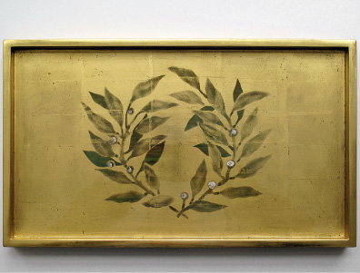 Tablett, polimentvergoldet, Blattgold